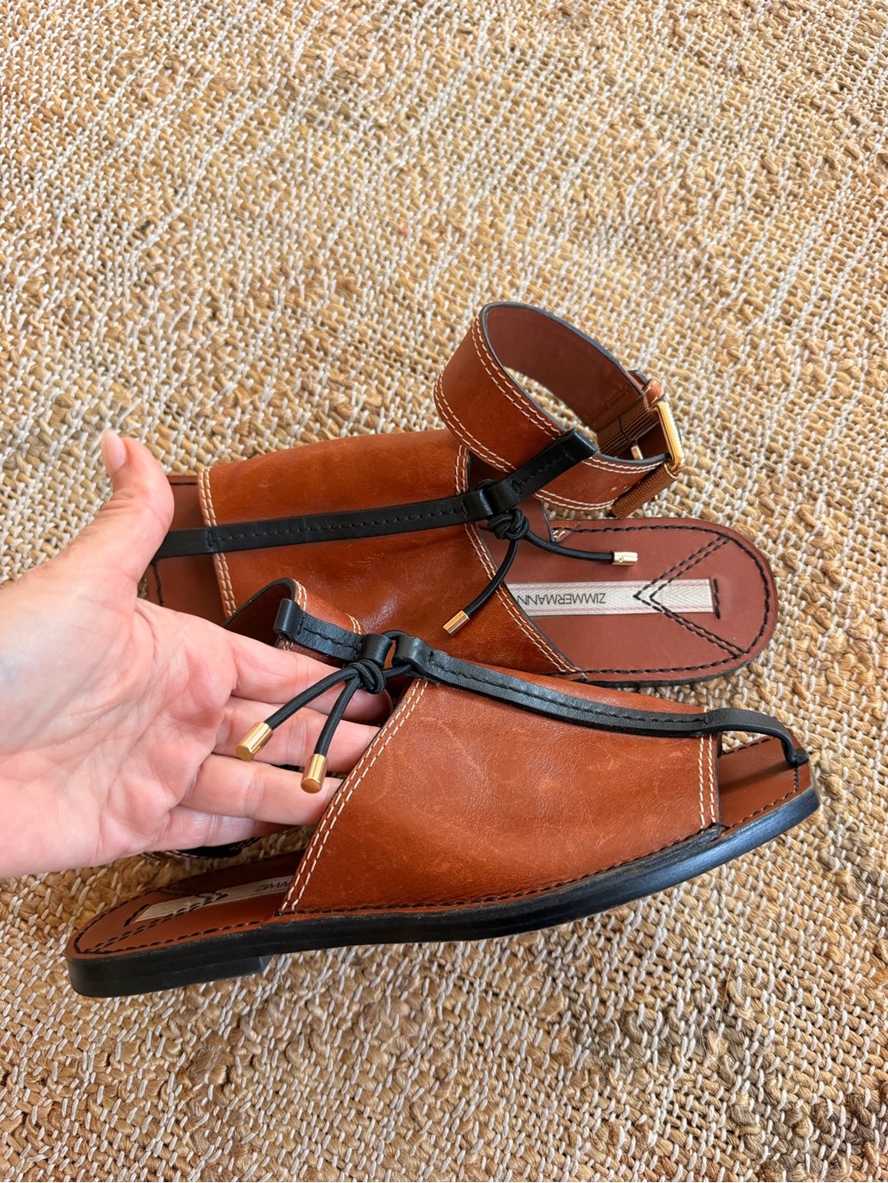 Zimmermann Square Toe Mule Ankle Strap Leather Sandal 38 - Picture 6 of 15